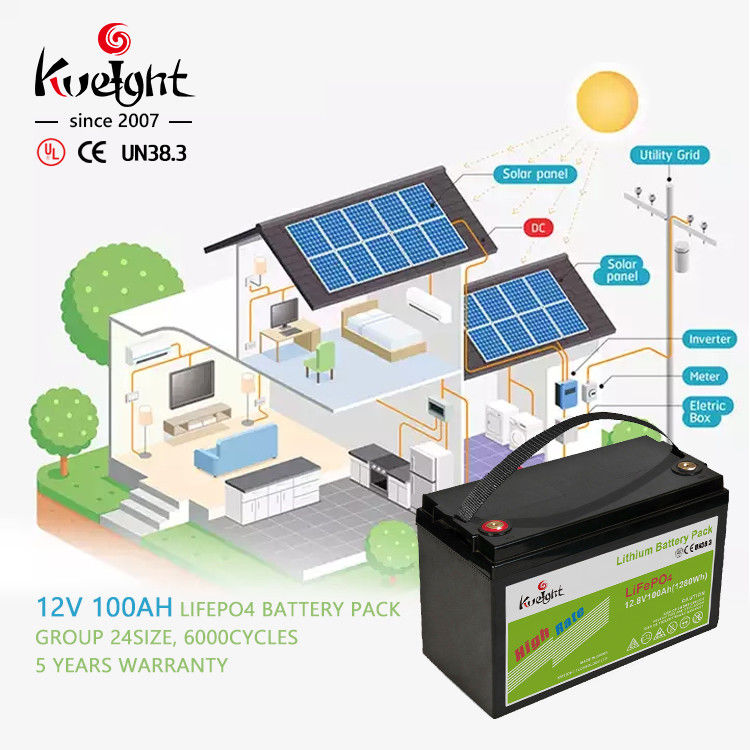 সৌরজগতের জন্য Bms 100ah 12.8v Lifepo4 ডিপ সাইকেল ব্যাটারি লিথিয়াম আয়ন